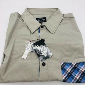 Something Strong Men's Shirt Grey w/Contrasting Blue Check Pocket SS 2XL NWT